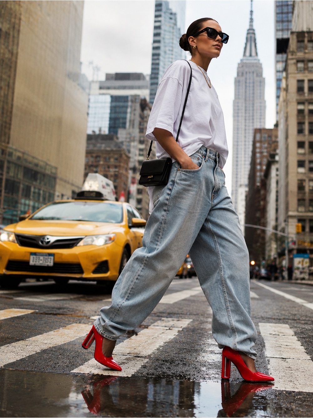 Glossy Red Patent Block Heel Pumps